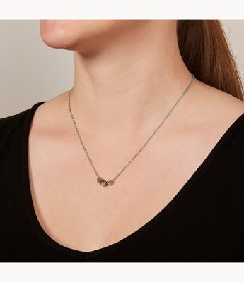 Fossil JF02856998 Ketting Vintage Motifs Hartjes staal zilver-goud- en rosekleurig