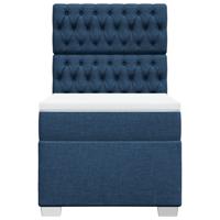 Boxspring met matras stof blauw 140x190 cm - thumbnail