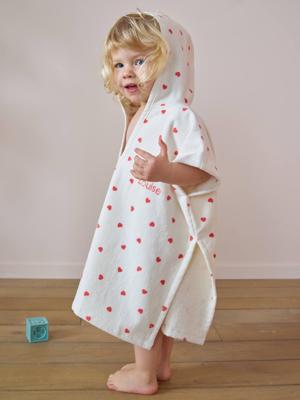 Gepersonaliseerde babyponcho van gerecycled katoen MON CÂ¼UR roze, bedrukt