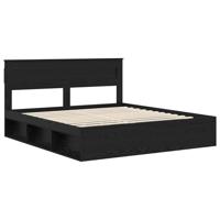 Bedframe met matras Zwart 200 x 200 cm Massief grenenhout - thumbnail