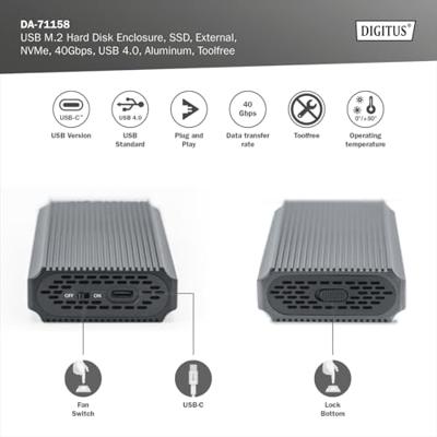 Digitus DA-71158 behuizing voor opslagstations SDD-behuizing Grijs M.2