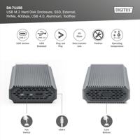 Digitus DA-71158 M.2 SSD-behuizing USB-C 4 40 GBit/s M.2 PCIe NVMe 2230, 2242, 2260, 2280 DA-71158 - thumbnail