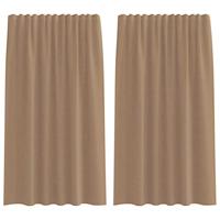 Gordijnen voile met roedezakken 2 st lichtbruin - thumbnail
