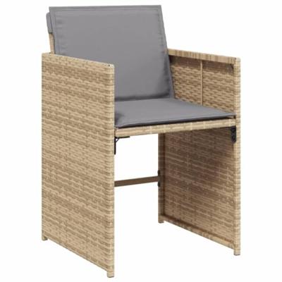 Tuinstoelen 4 st met kussens poly rattan gemengd beige - thumbnail