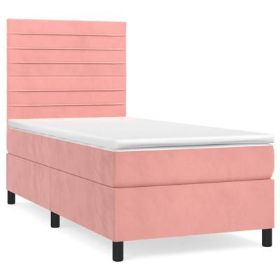 Boxspring met matras fluweel roze 90x200 cm