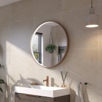 Ben Callisto ronde spiegel met LED verlichting en anti-condens Ø80cm geborsteld koper - thumbnail