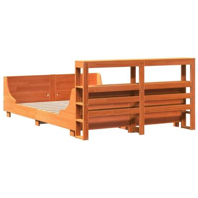 Bedframe zonder matras massief grenenhout wasbruin 120x200 cm