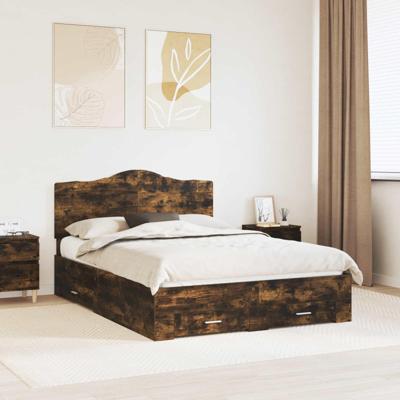 Bedframe met hoofdeinde Gerookt eiken 140 x 200 cm Bewerkt hout