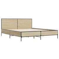 Bedframe bewerkt hout metaal sonoma eikenkleurig 120x200 cm - thumbnail