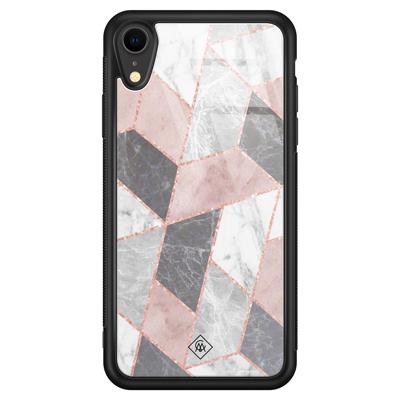 iPhone XR glazen hardcase - Stone grid