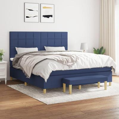 Boxspring met matras stof blauw 180x200 cm