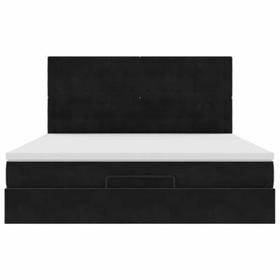 Ottoman bed met matrassen en LED's 160x200cm fluweel zwart