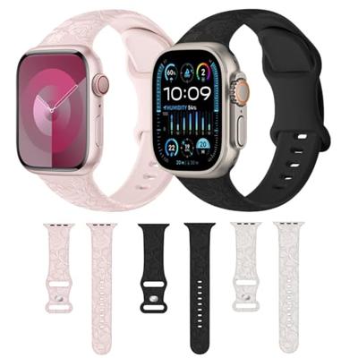 Siliconen bandje Rozen Print - Starlight / sterrenlicht - Geschikt voor Apple Watch 38mm / 40mm / 41mm / 42mm Siliconen bandje Rozen Print - Starlight / sterrenlicht - Geschikt voor Apple Watch 38mm / 40mm / 41mm / 42mm