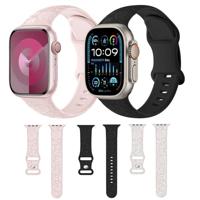 Siliconen bandje Rozen Print - Starlight / sterrenlicht - Geschikt voor Apple Watch 38mm / 40mm / 41mm / 42mm - thumbnail