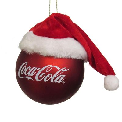 Coca-Cola Ball With Santa Hat 9,5 cm kerstbal kerst Kurt S. Adler - Kurt s adler