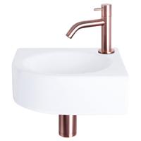 Fonteinset Differnz Cleo 30x30x10 cm Keramiek Wit Met Kraan Gebogen Rood Koper Differnz - thumbnail