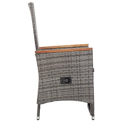 Tuinstoelen 2 st verstelbaar met kussens poly rattan grijs