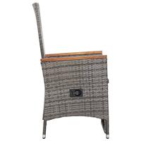 Tuinstoelen 2 st verstelbaar met kussens poly rattan grijs - thumbnail