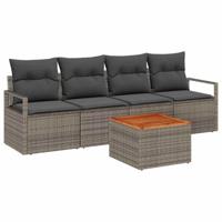 Tuinbankenset met opslag 5 pcs Grijs poly rattan - thumbnail