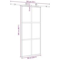 Schuifdeur met beslagset 90x205 cm gehard glas zwart - thumbnail