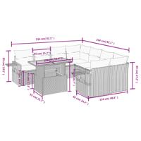 9-delige Loungeset met kussens poly rattan grijs - thumbnail