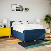 Boxspring met matras stof blauw 140x200 cm - thumbnail