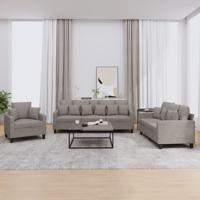 3-delige Loungeset met kussens stof taupe - thumbnail