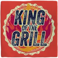 Plenty Gifts tegeltje keramiek king of the grill 10x10cm rood - thumbnail