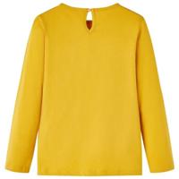 Kindershirt met lange mouwen regenboogprint 128 okerkleurig - thumbnail