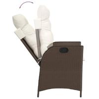 Tuinstoel verstelbaar met kussens poly rattan bruin - thumbnail