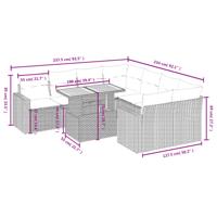 9-delige Loungeset met kussens poly rattan zwart - thumbnail