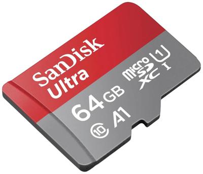 SanDisk microSDXC Ultra 64GB (140MB/s A1 Cl. 10 UHS-I) + Adapter Tablet microSDXC-kaart 64 GB A1 Application Performance Class, UHS-Class 1 SanDisk microSDXC Ultra 64GB (140MB/s A1 Cl. 10 UHS-I) + Adapter Tablet microSDXC-kaart 64 GB A1 Application Performance Class, UHS-Class 1