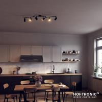 Riga - LED plafondlamp - 30 Watt 2345 lumen - 6 spots - 2700K Warm wit - Draaibaar en dimbaar - GU10 - Kantelbaar - Plafondspot - IP20 Voor binnen - Zwart - thumbnail