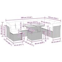 9-delige Loungeset met kussens poly rattan acacia beige - thumbnail