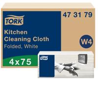 Reinigingsdoek Tork W4 Premium gevouwen 1-laags 4x75 vel wit 473179 - thumbnail