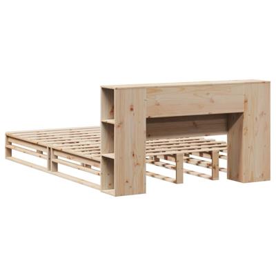 Bed met boekenkast zonder matras massief hout 140x200 cm - thumbnail