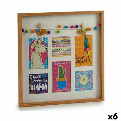 Muurfotolijst Kwastjes Lama Multicolour Hout 40,5 x 3 x 40,5 cm (6 Stuks)