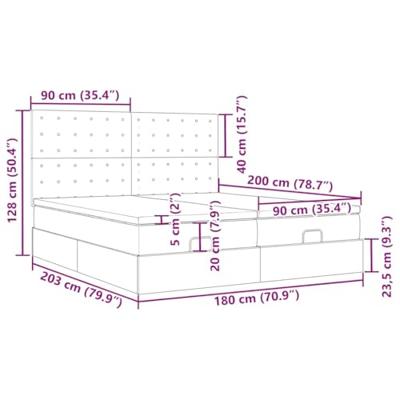 Ottoman bed met matrassen en LED's 180x200cm stof lichtgrijs