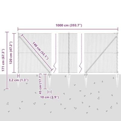 VidaXL Afrasteringspaal grijs 10 x 1,2 m (13 mm gaas) staal en pvc