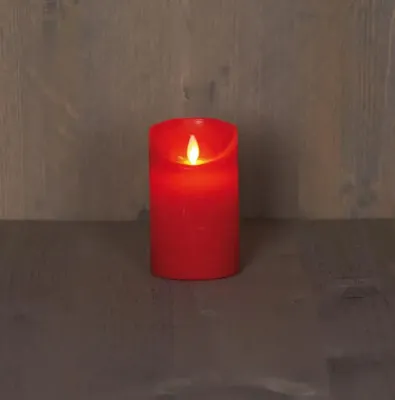 Anna&apos;s Collection LED kaars flame effect rustiek 7.5x12.5cm rood 1 stuks