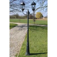VidaXL Tuinlantaarn met 2 armen 230 cm aluminium donkergroen/zwart - thumbnail