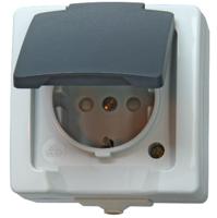 Kopp 107856005 Nautic Wandcontactdoos met randaarde en klapdeksel spatwaterdicht Grijs 1 stuk(s) - thumbnail