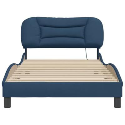 Bedframe met LED zonder matras "Hvar" 100x200 cm stof blauw