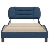 Bedframe met LED zonder matras "Hvar" 100x200 cm stof blauw - thumbnail