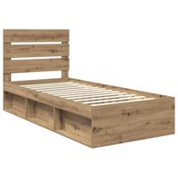 Bedframe Ambachtelijk eiken 90 x 190 cm Massief grenenhout - thumbnail