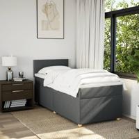 Boxspring met matras stof donkergrijs 90x200 cm - thumbnail