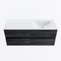 MONDIAZ VICA 120cm badmeubel onderkast Antracite 4 lades. Wastafel CLOUD rechts zonder kraangat, kleur Talc. - thumbnail