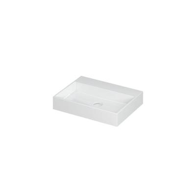 INK United Wastafel Porselein Zonder Kraangat incl. Porseleinen Click Plug en Verborgen Overloop Systeem - 600x450x110 mm - Glans Wit