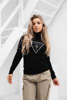Guess Piper Triangle Logo Sweater Dames Zwart - Maat M - Kleur: Zwart | Soccerfanshop - thumbnail