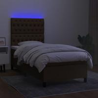 Boxspring met matras en LED stof donkerbruin 80x200 cm - thumbnail